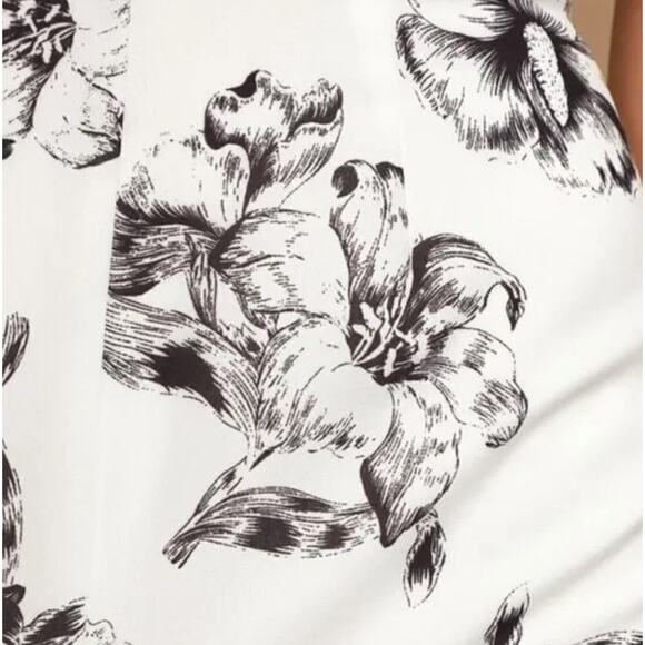 NWT Lulus Cupshe Darling Daylily Black White Floral Print High-Low Maxi Dress S - Picture 5 of 8